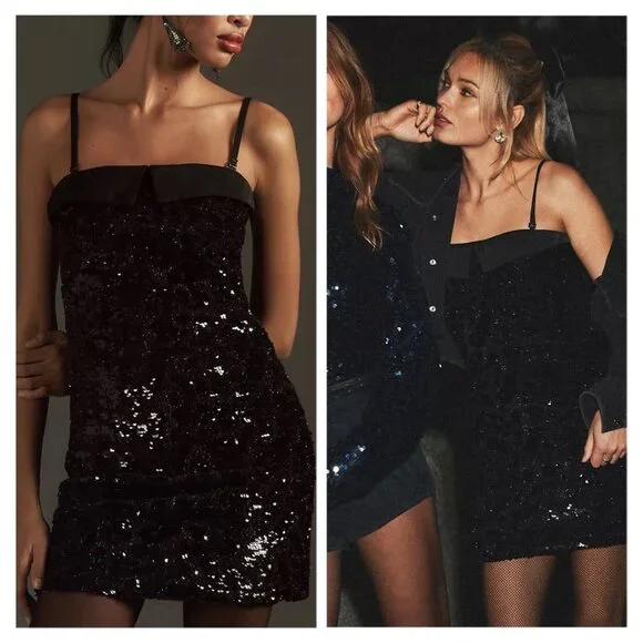 NWT Le Superbe Nominee + Anthropologie Tux Mini Sequin Dress - Picture 2 of 7